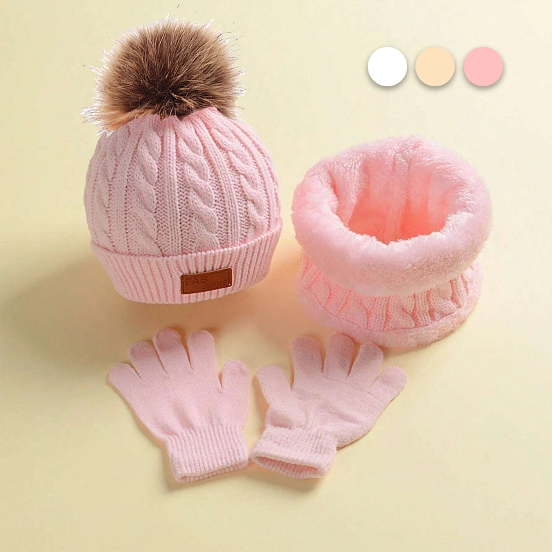 Winter 3 in 1 Kupluk Syal Sarung Tangan Rajut Baju anak Musim Dingin Winter