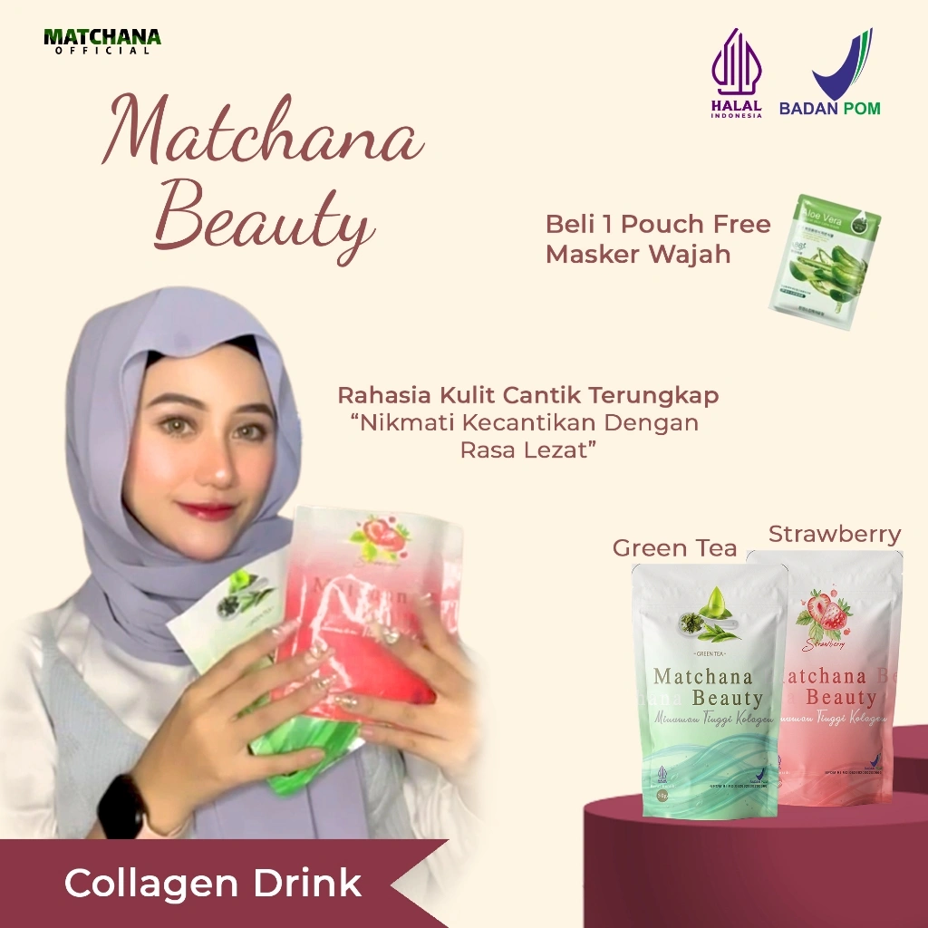 Collagen Drink Pemutih Badan BPOM | Matchana Beauty Collagen Drink, Pemutih Wajah & Pemutih Badan Permanen, Minuman Collagen Berprotein Dilengkapi Vitamin E, Kolagen Pemutih Badan, Pemutih Wajah, Pemutih Seluruh Tubuh, Sejenis Noera & Eld Collagen Drink