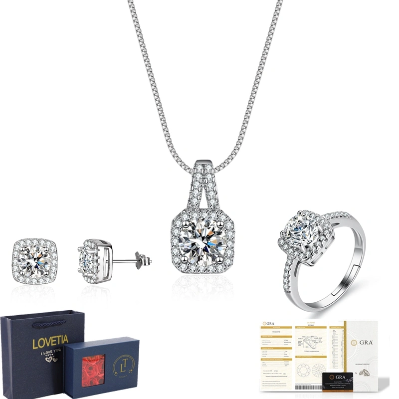 LOVETIA Set Perhiasan Moissanite 925 Sertifikat GRA BTTZ001