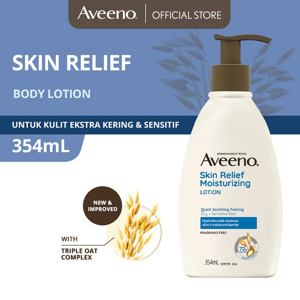 Aveeno Skin Relief Moisturizing Lotion 354ml - Lotion Kulit Kering & Sensitif, Tanpa Pewangi