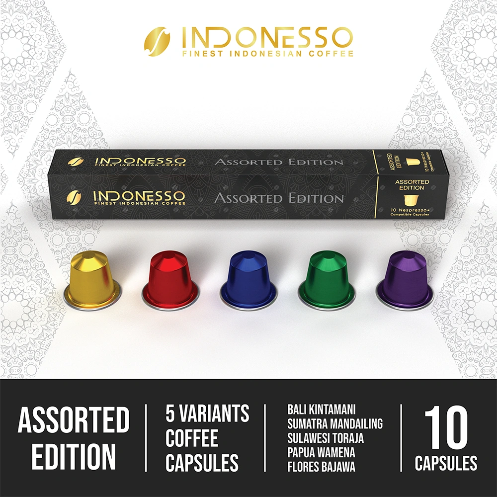 INDONESSO Assorted Edition Coffee Capsules Compatible with Nespresso Machines / Kapsul Kopi 5 styles