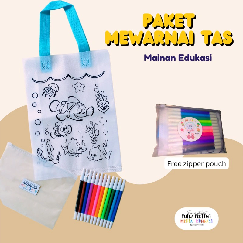 Paket Mewarnai Tas Mainan Edukatif Kreatif (Bisa jadi Hampers Ultah Lebaran)