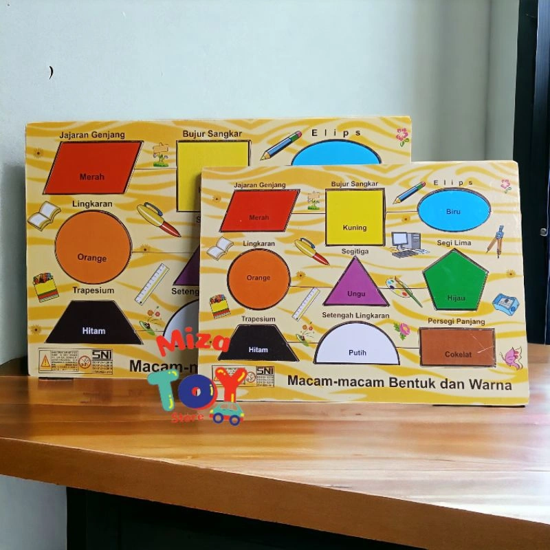 puzzle geometri - puzzle kayu bentuk geometri - puzzle edukasi - mainan edukasi - mainan kayu - mainan montessori