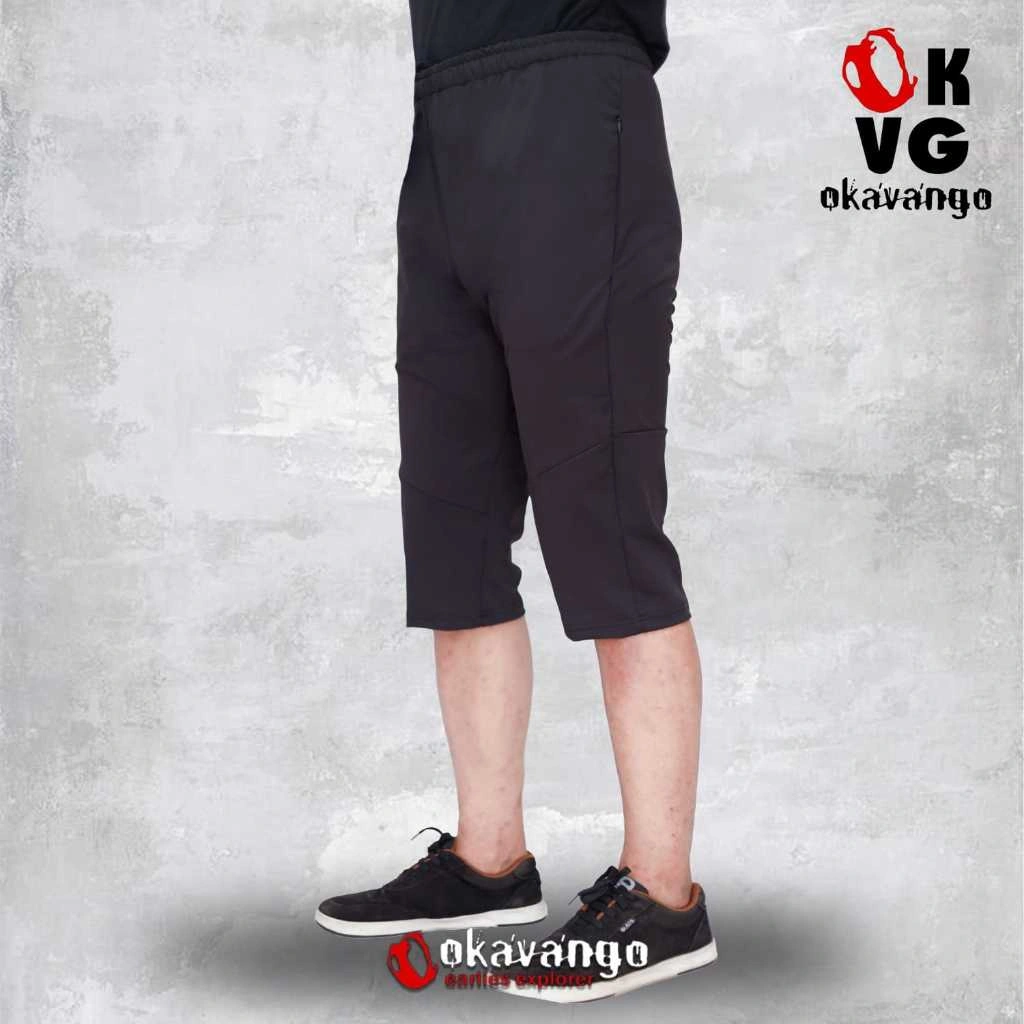 Celana Okavango Hitam Polos 7/8 Poliwosh - Joger Pants 7/8 Olahraga/Adventure/Harian
