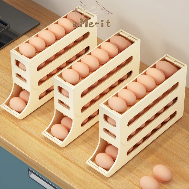 Rak Telur Tingkat / Minimalis Rak Penyimpanan Telur Otomatis Isi / Egg Storage Organizer