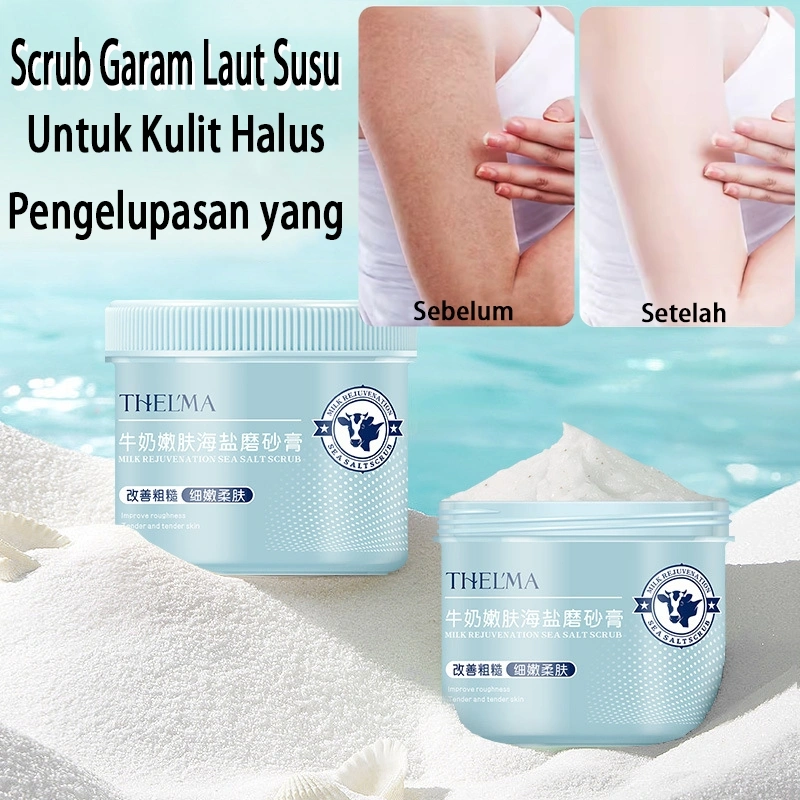 Scrub Tubuh Garam Laut Susu 400g Eksfoliasi Meningkatkan Kasar Kering Lulur Tubuh Halus Lembut