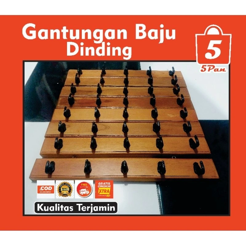 hanger baju capstok kayu Gantungan Baju Tempel Dinding Kapstok Kayu