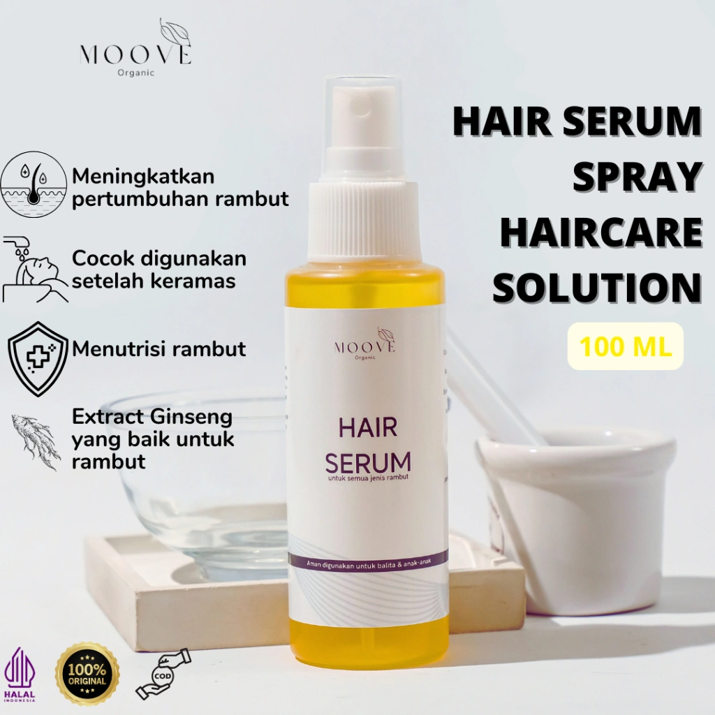 MOOVE HAIR SERUM PERAWATAN RAMBUT RONTOK - Penumbuh Rambut / Hair Growth Serum Menebalkan Rambut / Mencegah Kerontokan / Rosemery Oil / Vitamin Penumbuh Rambut / Hair Spray Keratin / Pelurus Rambut / Perawatan Rambut Rusak / Hair Tonic