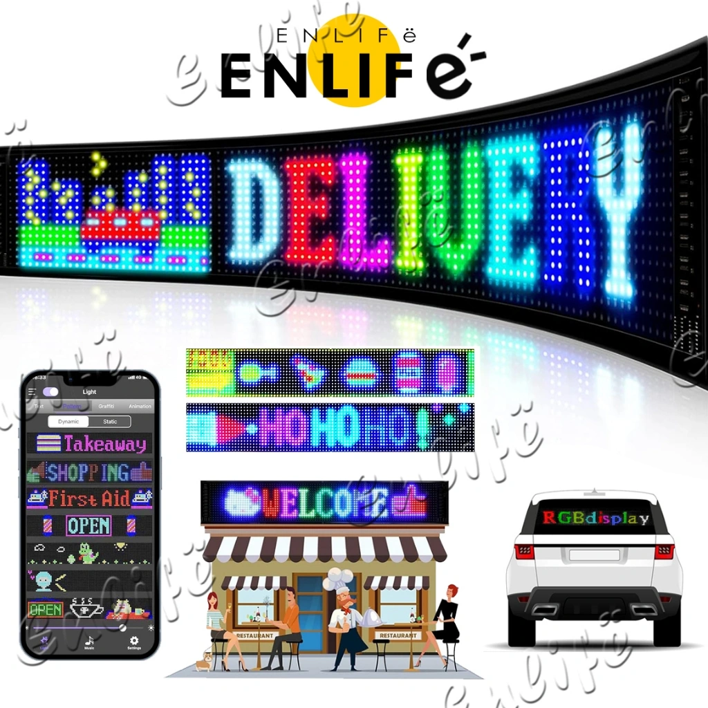 ENLIFë DIY Tanda Lampu / Iklan Tanda Lampu untuk Mobil / Panel LED Lampu otomotif strip LED fleksibel RGB dengan fungsi Bluetooth lampu display jendela LED