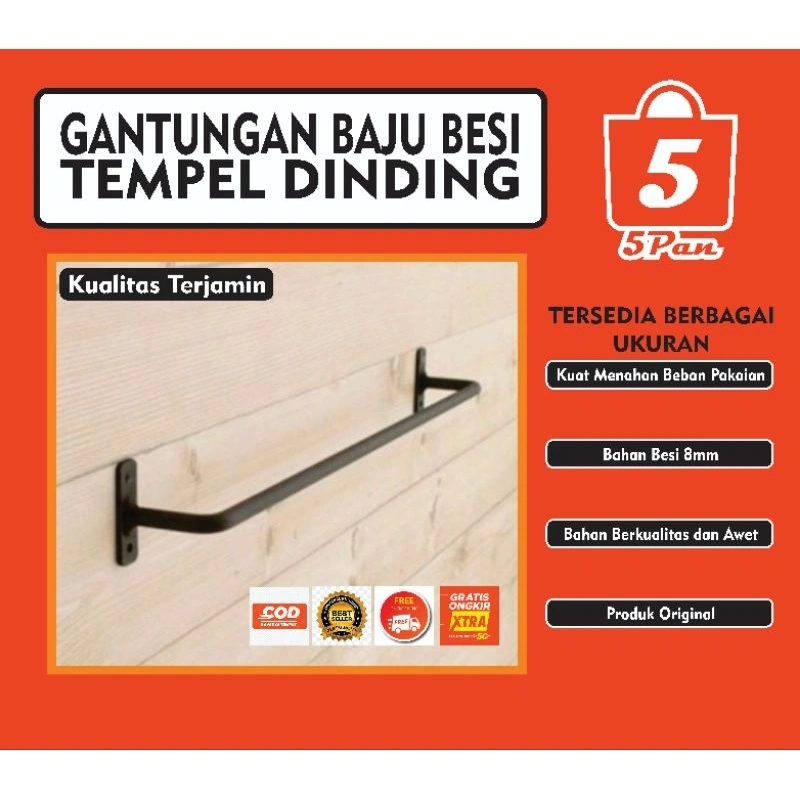 Gantungan baju besi Tempel dinding gantungan handuk besi tempel