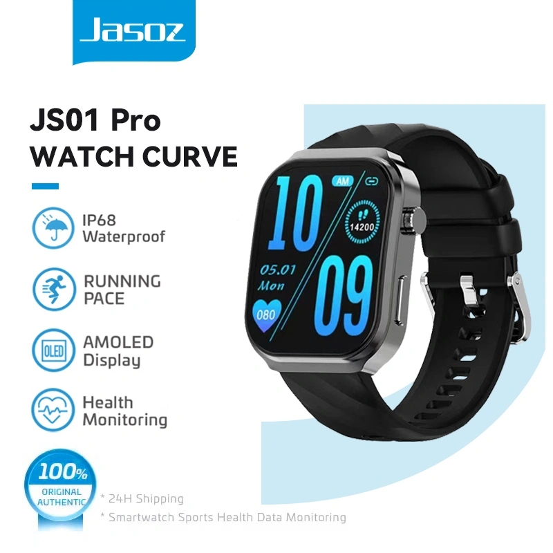 Jasoz Curve Smart Watch 2.2 inch Curved IPS Full Screen Bluetooth 5.3 Running Tracker Health Monitoring 43mm Original Custom Wallpaper Smartwatch