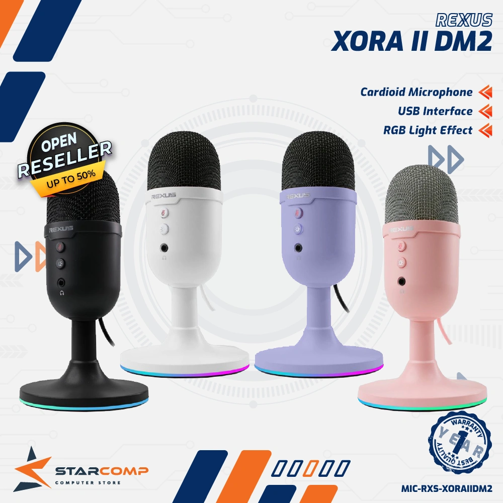 Rexus Xora II DM2 RGB Microphone 16KHz Mic Cardioid USB Multi Platform Streaming Podcast