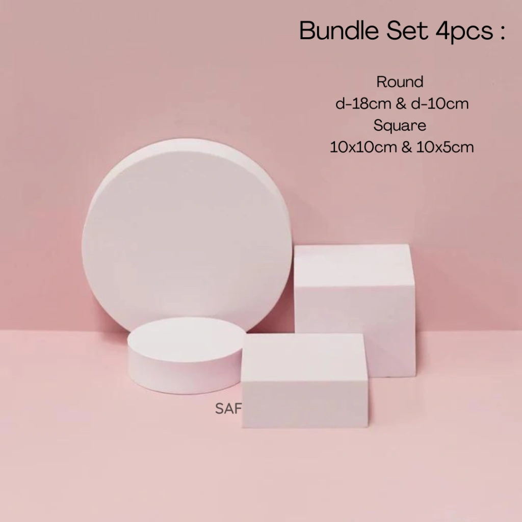 SAF Set 4pcs Round Geometry Photo Props - podium leveling balok kubus bulat tabung lingkaran - Product Shooting Decoration Stand Backdrop Cosmetics Photography sets