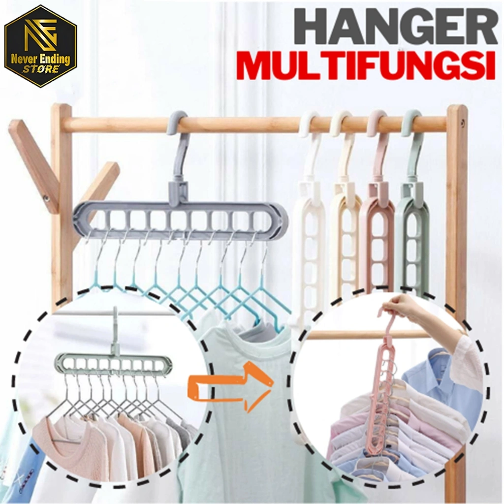 Hanger Magic 9in1 Gantungan Baju Pakaian Lemari Organizer Serbaguna Multifungsi Jemuran Laundry