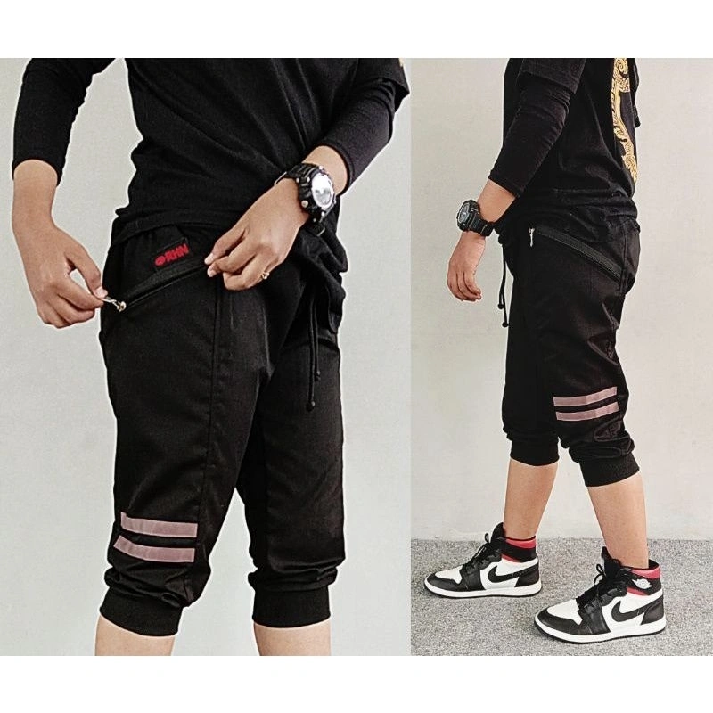 Training Jogger Pants Pendek 3/4 Unisex Trening Olahraga Gym Gowes