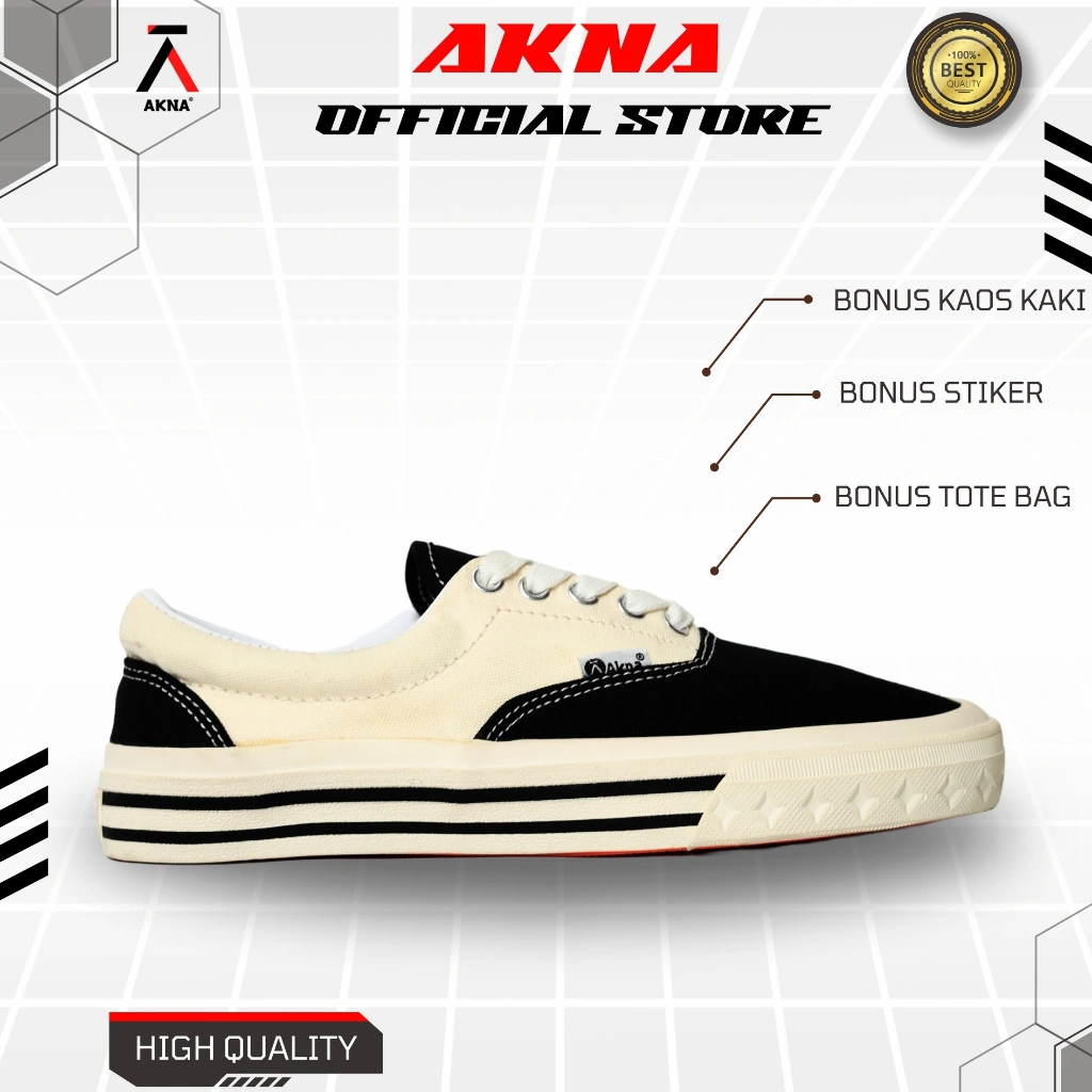 AKNA - Sepatu Daigo Black White Pria Wanita