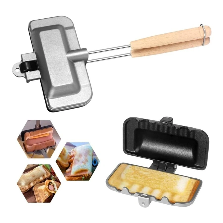 Sandwich Frying Pan Pembuat Roti Bakar pemanggang roti Alumunium Anti Lengket.