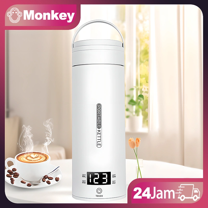 Pemanas Air Listrik Mobil Electric Thermos Kettle Portable 500 ml Portable Dengan Pemanas Baja Tahan Karat 304 Mati Otomatis