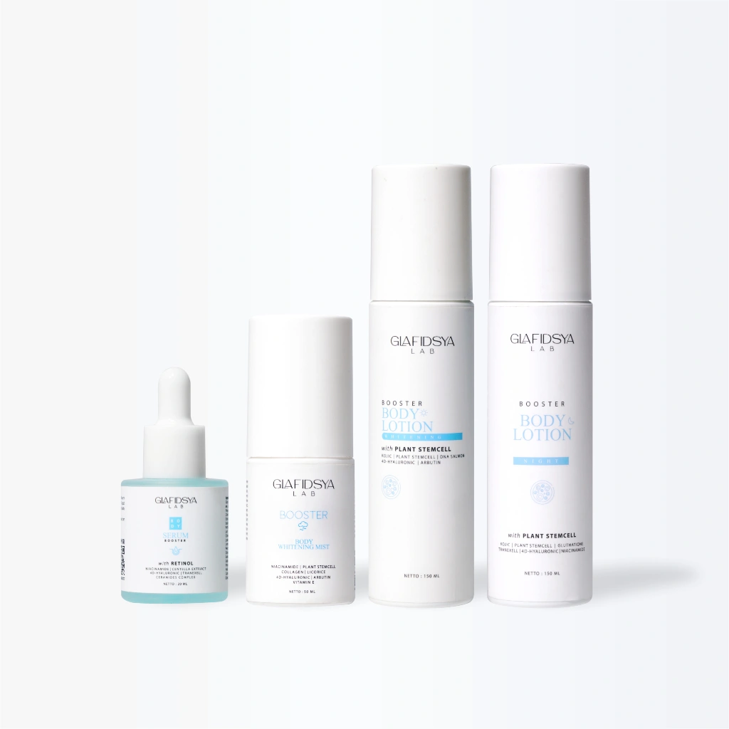GLAB BOOSTER Paket Body New : Serum + Body Lotion Night + Body Whitening + Collagent Mist | Glafidsyalab