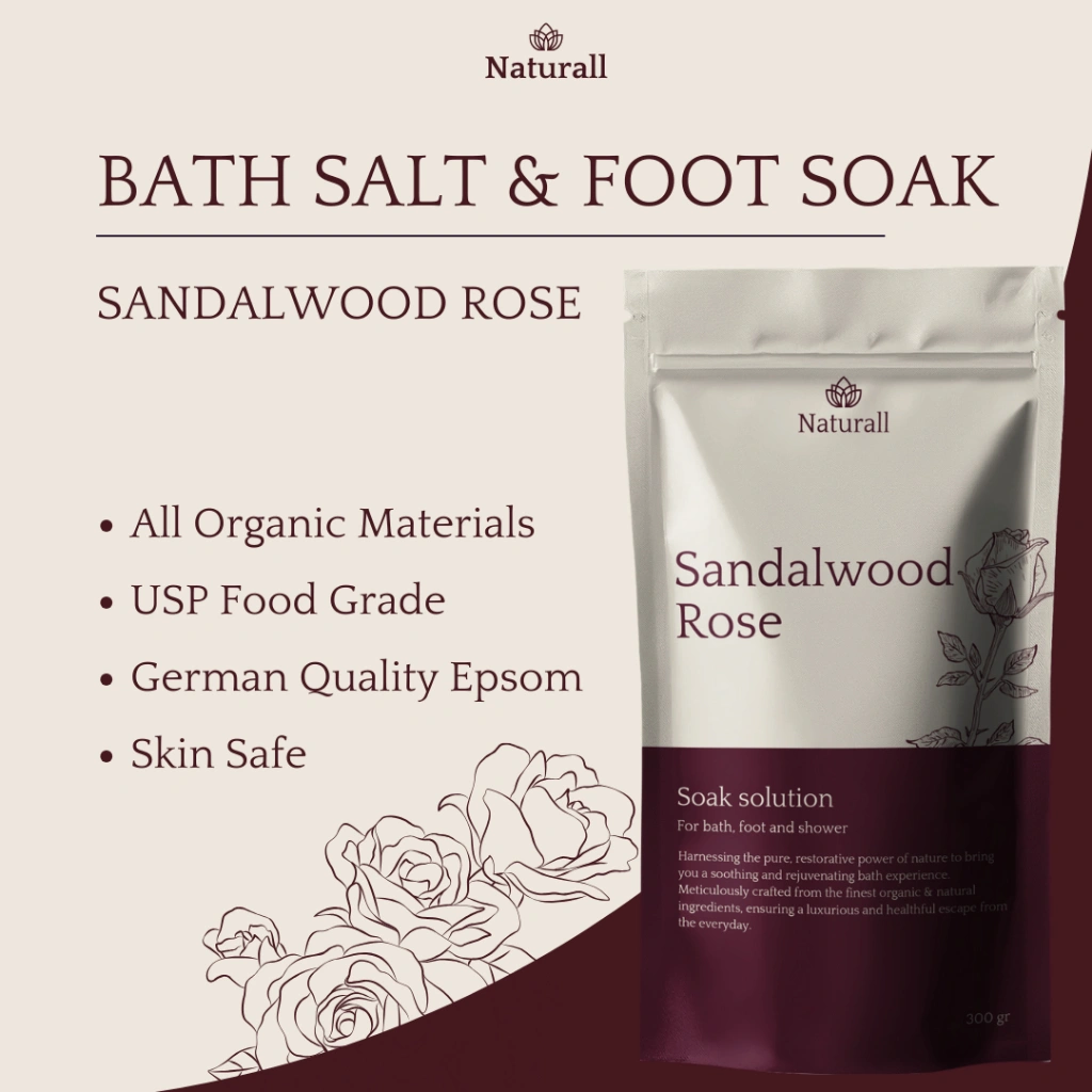 Naturall Bath Salt - Sandalwood Rose - Garam Mandi & Rendam Kaki 300gr