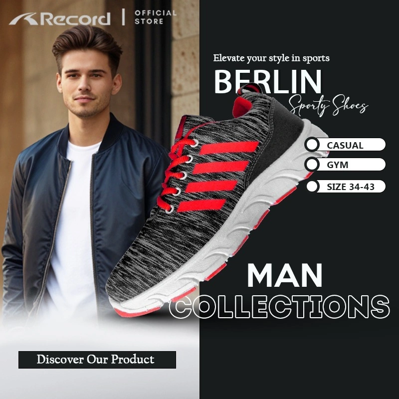 [RECORD SHOES] BERLIN I Sneakers Laki Laki I Sepatu Olahraga Kerja Santai Outbond size 34-43