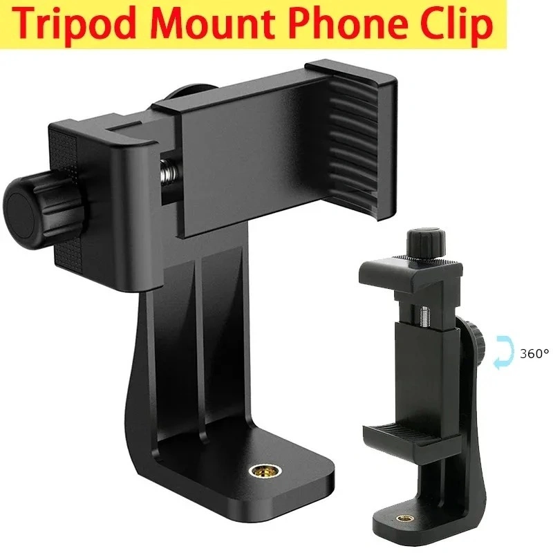 Tripod Mount Universal Putar 360 Degree Mobile Phone Clip Compatible With 1/4 Screw Smartphone Holder Desk Tripod Adapter