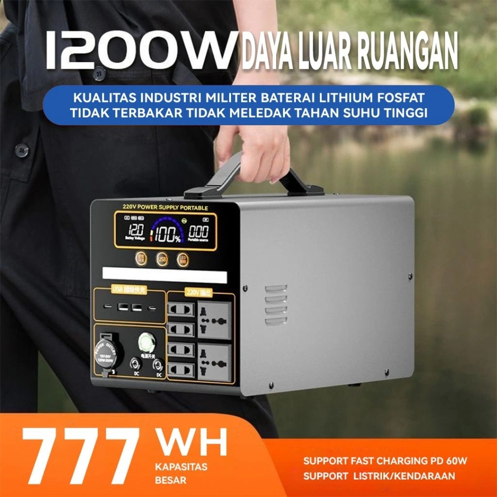 (Ready)Power Station Camping Powerbank  220V 400W/500W/800W/1200W/ 50000mAh/90000mAh/120000mAh/ 360000mAh Portable Power Station AC/DC/USB