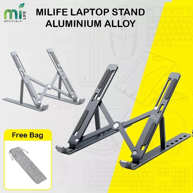 MILIFE Laptop Stand Aluminium Penyangga Laptop Bisa Atur Ketinggian Tablet Holder Foldable Portable