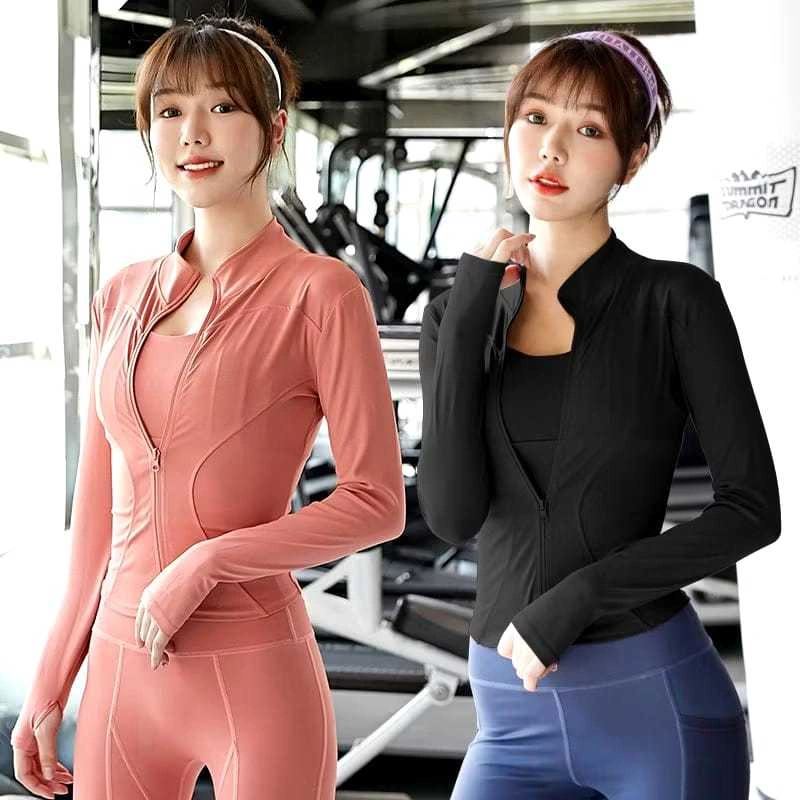 jaket olahraga wanita baju jogging wanita jaket olahraga wanita anti uv baju gym baju lari baju lengan panjang jaket fit body Yoga/Fitness