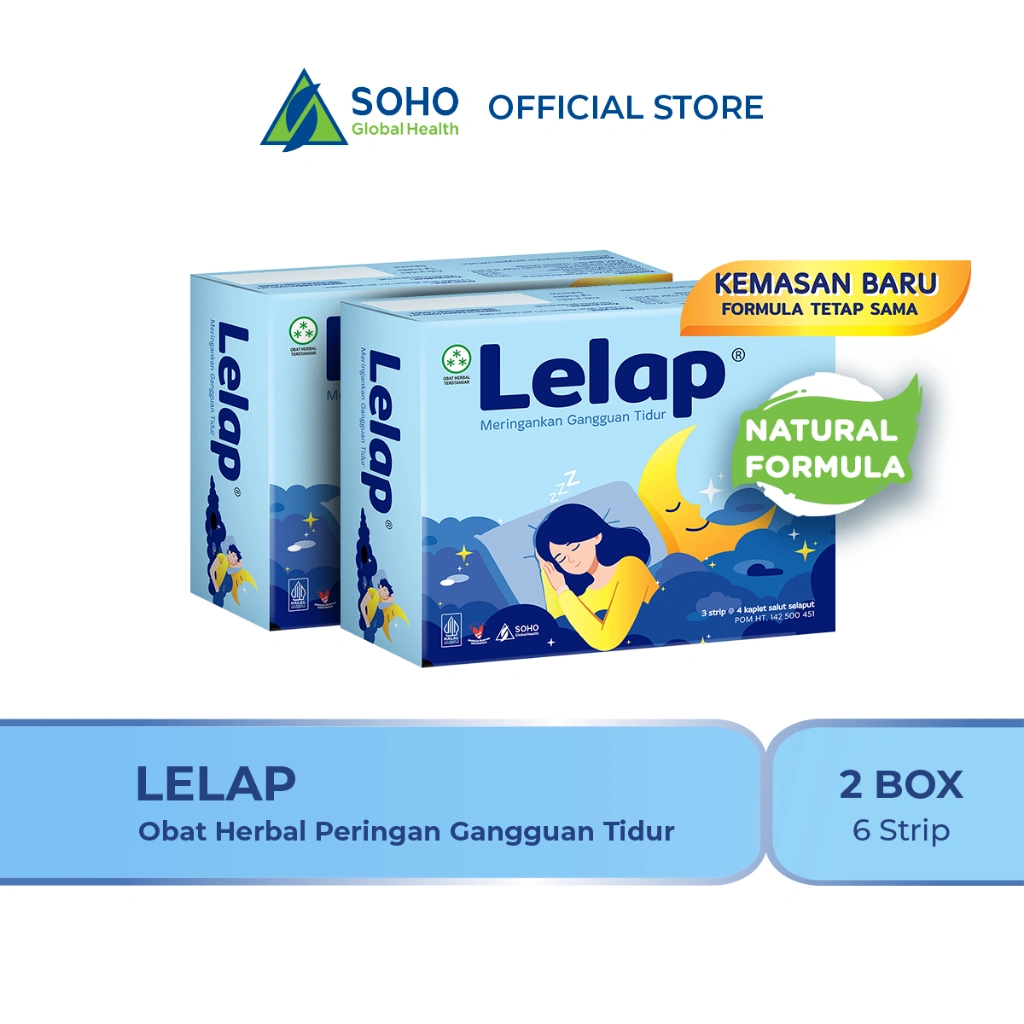 Lelap Obat Herbal Peringan Gangguan Tidur - 3 Strip @4 Kaplet [2 Pack] - Not Melatonin