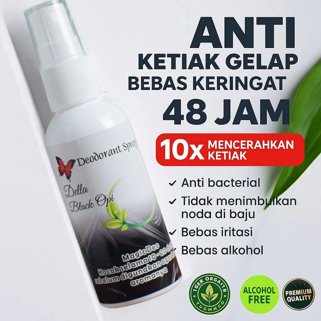 NATURAL DEODORANT TAWAS SPRAY WITH  DELLA BEAUTY PENGHILANG BAU BADAN THERAPEUTIC GRADE+ ORGANIC BY PHARMACIE ORGANICO