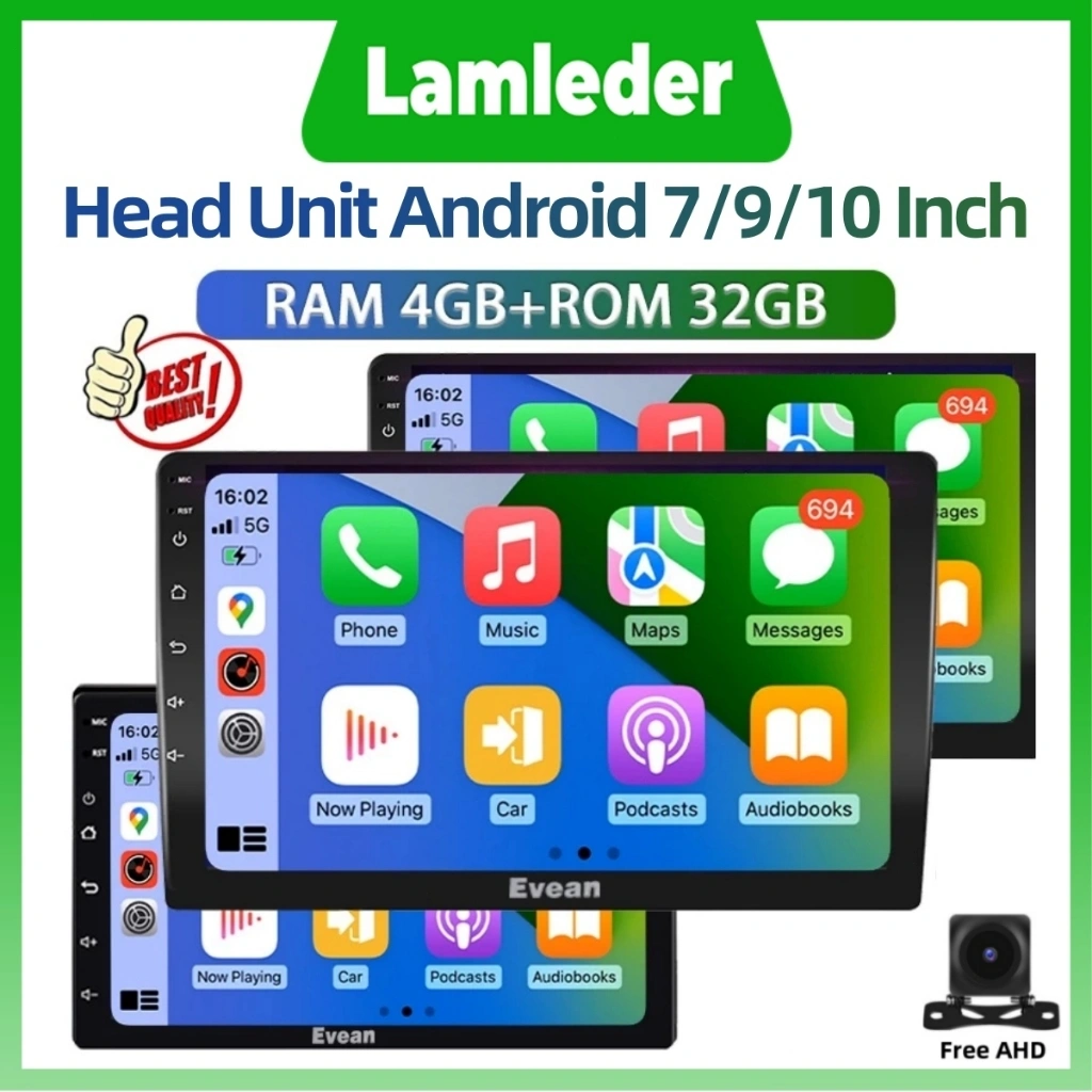 Lamleder Head Unit Android 13 4G+32G IPS Screen 7/9/10 Inch Navigasi Double Din WiFi GPS FM Bluetooth Split screen Steering wheel control Android 13 Mirror Link