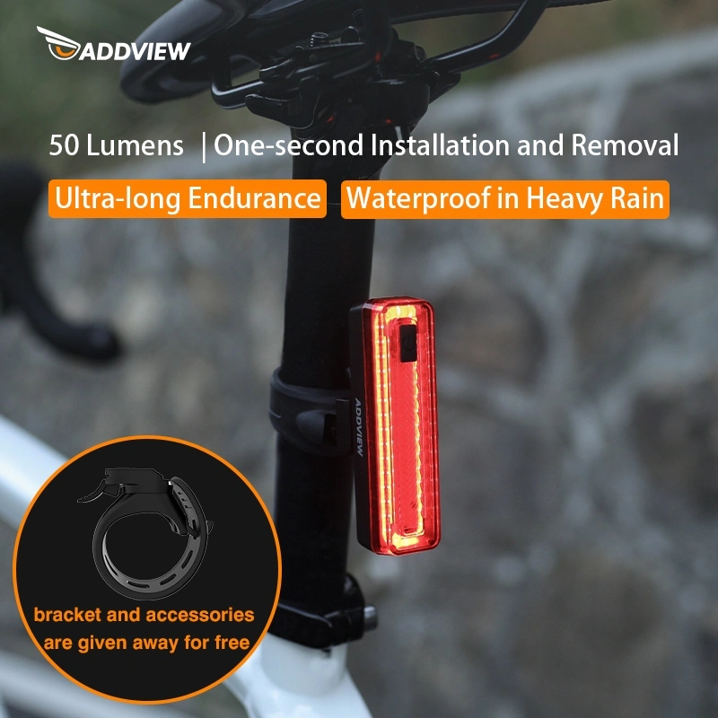 ADDVIEW 50L Bike Taillight - Auto Brake Sensor & Rainproof for MTB/Road Bikes, Night Safety (COD)