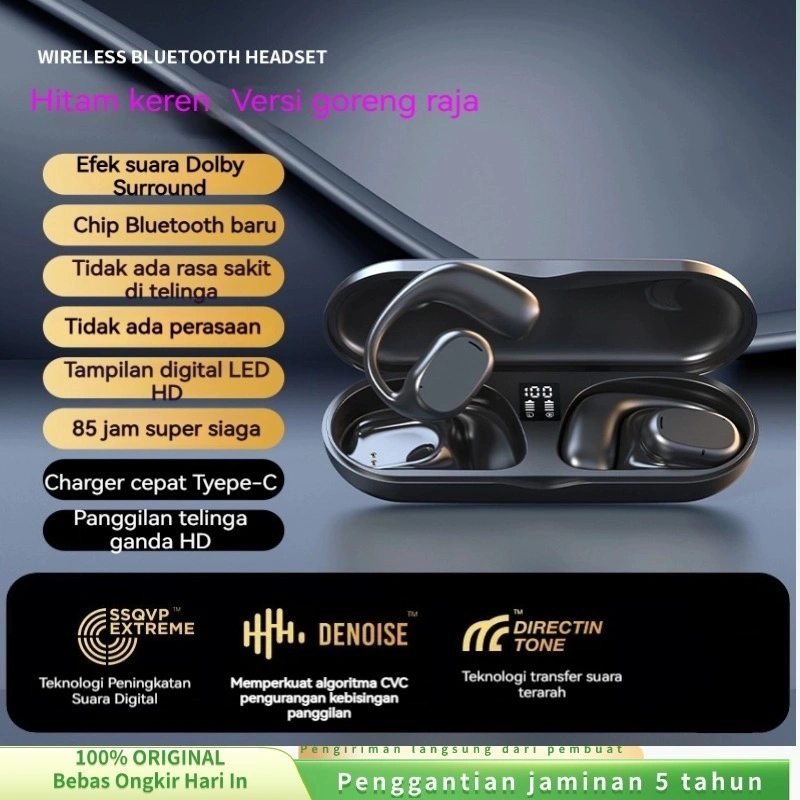 (COD/Gratis Ongkir) Sports Wireless Headphones Open Air Conduction Hifi Heavy Bass Music TWS Bluetooth Earphones Touch Ear-Hook OWS Gaming Headsets