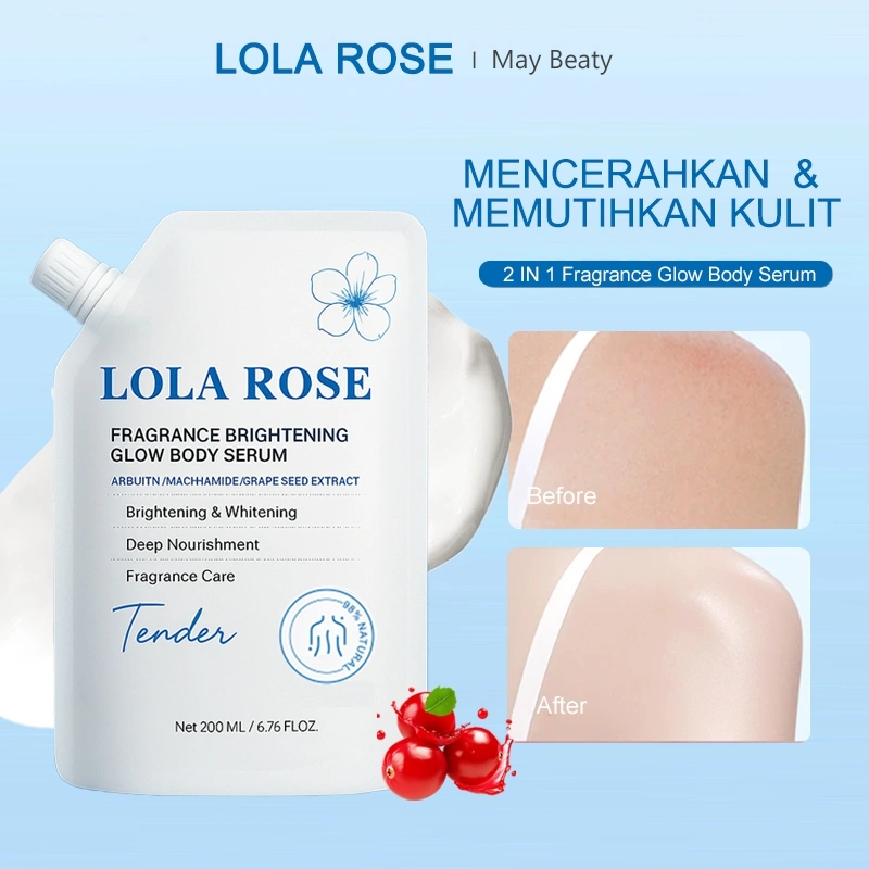 LOLA ROSE 7X Brightening Pemutih Body Serum Lotion | Advanced 2 in 1 Fragrance Body Serum & Masker Tanpa Bilas | Cerah Alami & Melembapkan