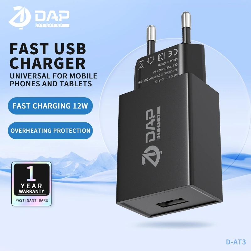 Charger DAP 1 port dan 2 port DAP 1A-2A Casan Fast Charging 12 WATT adapter -Garansi 1 Tahun