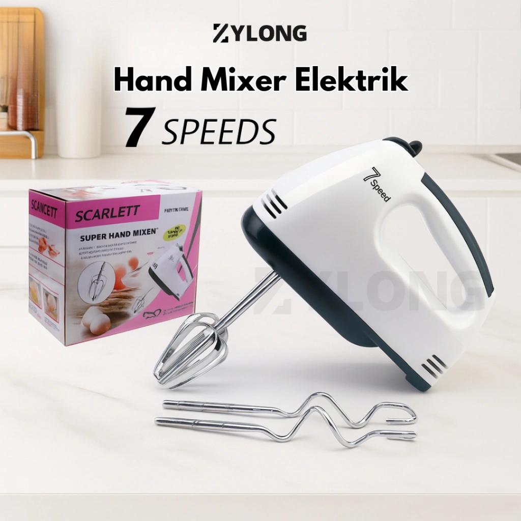 Hand Mixer Elektrik 7 Kecepatan – Alat Pengocok + 2 Mata Pengaduk Tambahan