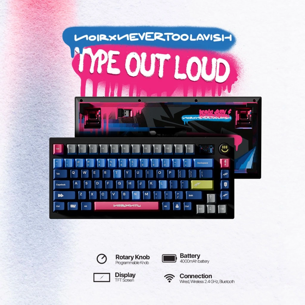 Noir Timeless82 v2 x Nevertoolavish "Type Out Loud" - NTL Edition Wireless Mechanical Keyboard Gasket Mount
