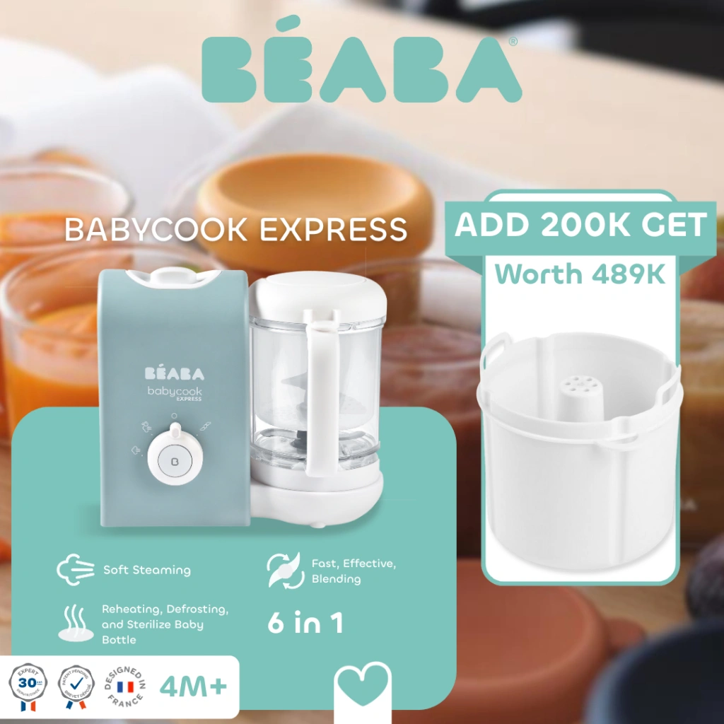 [Tebus Murah 100 Ribu] Babycook Express - Mesin Pembuat MPASI/Food Processor 6 in 1 Blender Ergonomis Multifungsi Instant BPA Free Stainless Steel Glass Pengukus Steamer Kapasitas Besar 1 Liter