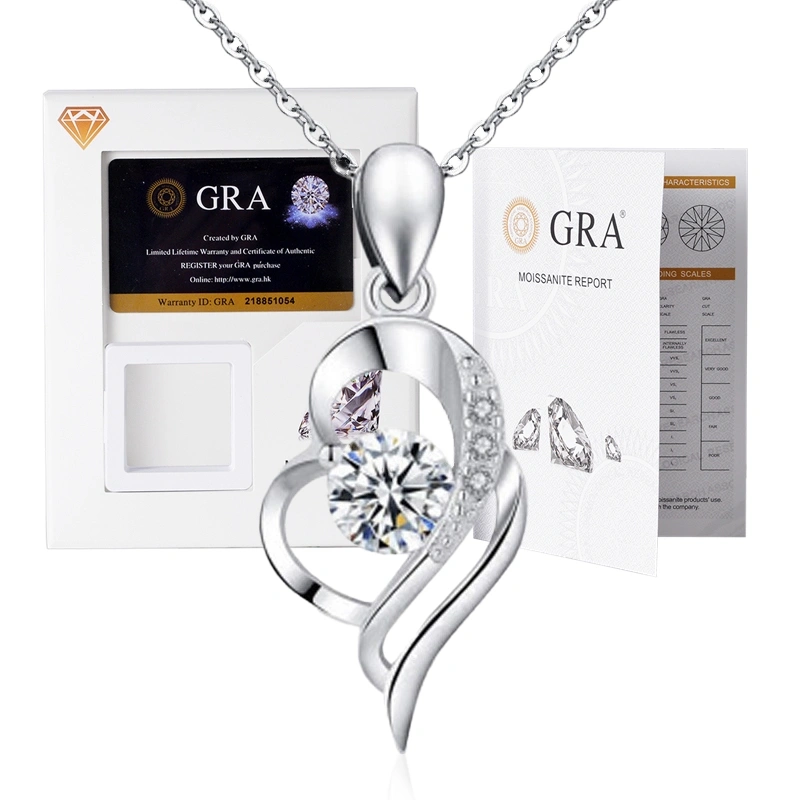 LOVETIA Kalung Cinta Moissanite Wanita Asli Perhiasan Kalung Cewek Anti Karat Luntur Aksesori XMZ023