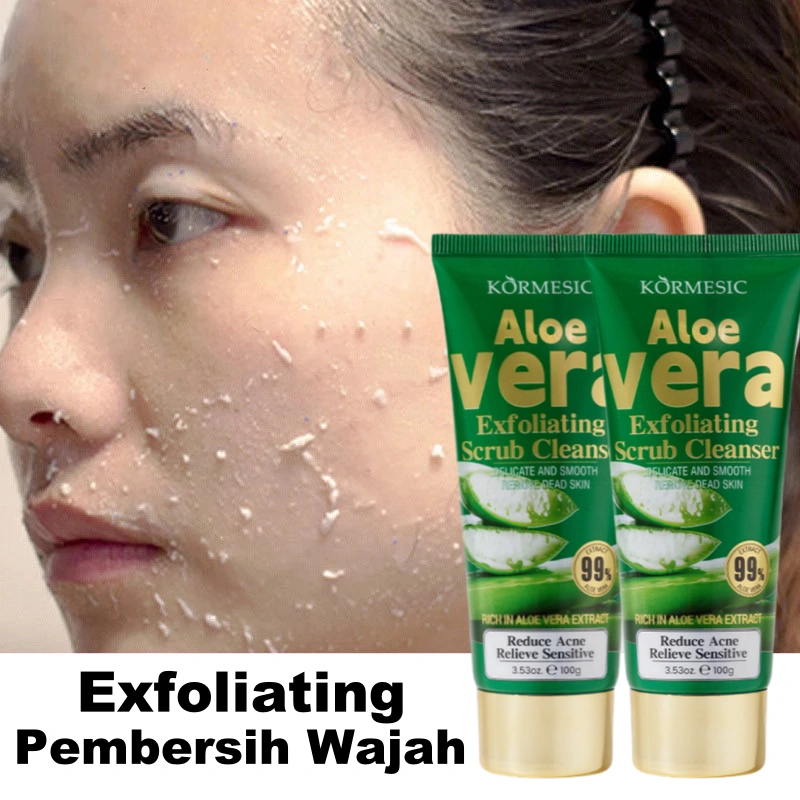 Pembersih Wajah Eksfoliasi Aloe Vera Pembersihan Mendalam Wajah/Memperbaiki kulit kasar/Memutihkan kulit/Mengecilkan pori-pori Exfoliating Cleanser 100gr