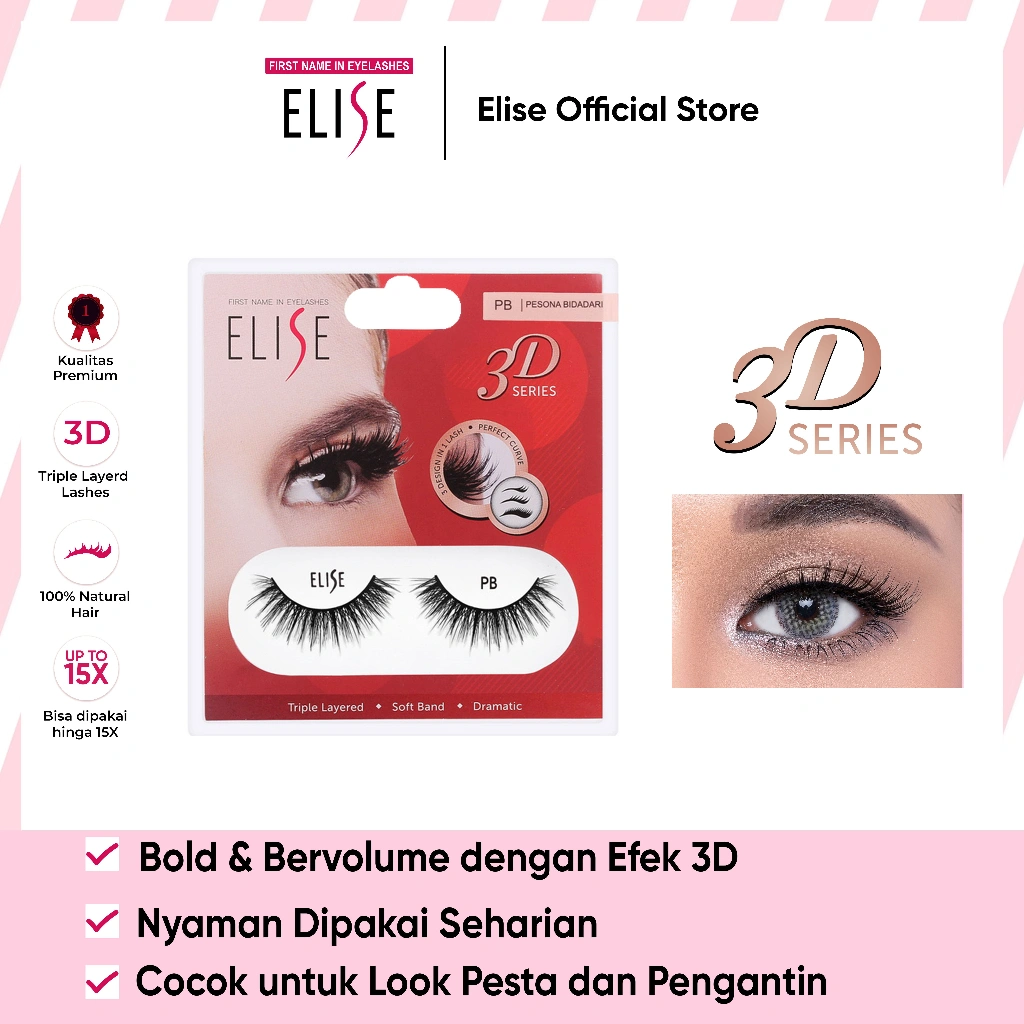 Bulu Mata Elise - 3D Pesona Bidadari - Bold Look/Cocok untuk Riasan Pesta/Pengantin/Favorit MUA