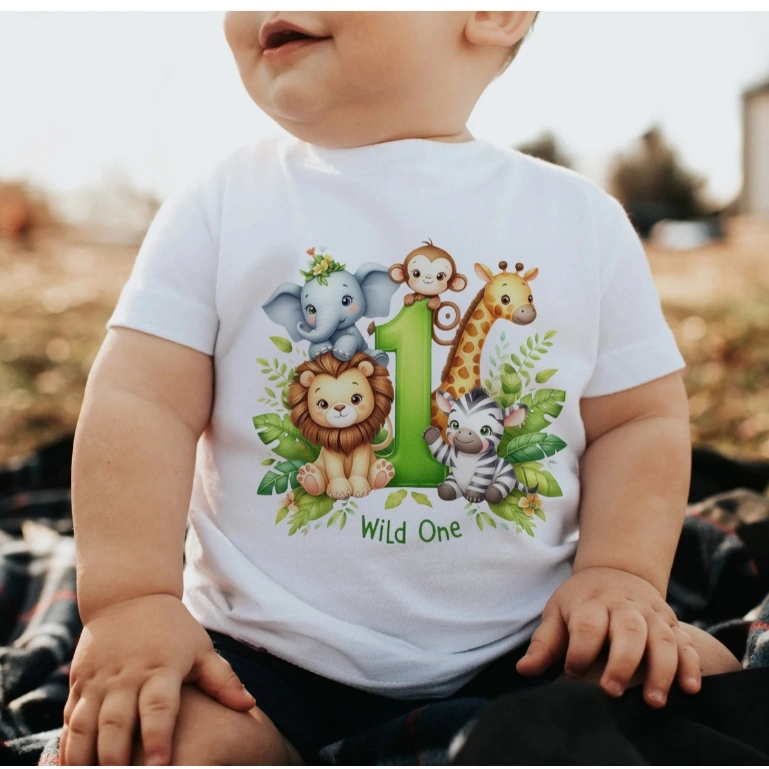 Herlin Collection_Kaos Couple Keluarga Birthday Boy Girl ANIMALS ZOO ANGKA Singa Gajah Monyet Jerapah Zebra Giraffe Monkey Elephant Lion Custom Nama Angka Sesuai Contoh