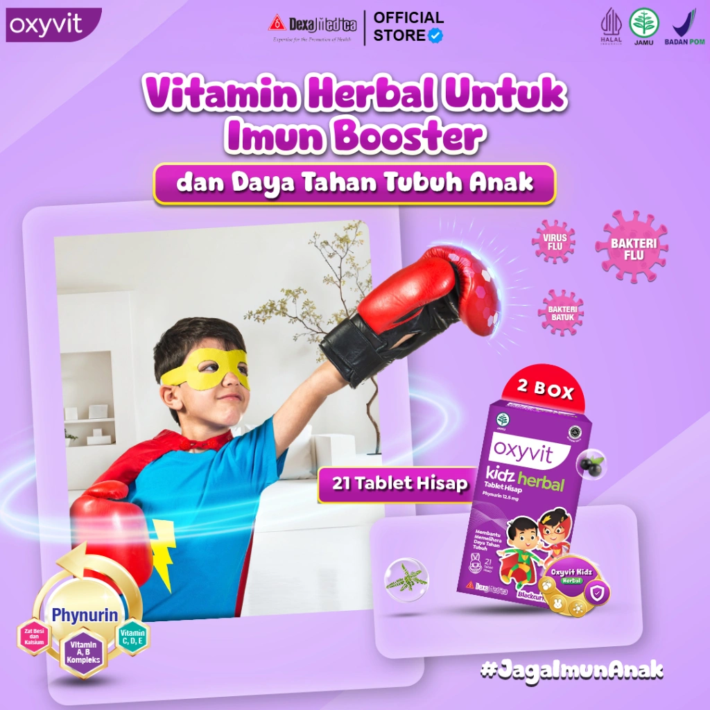 Oxyvit Kidz Hisap - Vitamin Untuk Imun Booster dan Daya Tahan Tubuh Anak - Rasa Blackcurrant - 2 Box