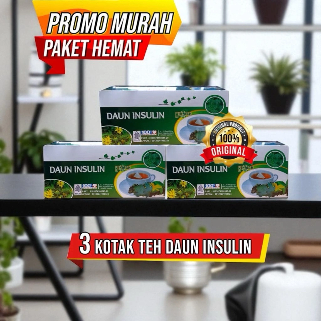 (PAKET HEMAT DAPAT 3 PCS) TEH CELUP DAUN INSULIN Teh herbal alami menurunkan diabetes/gula darah