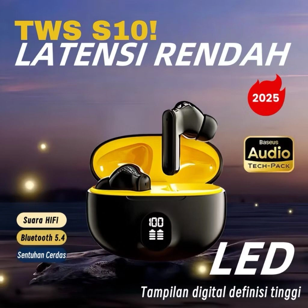 (HT)TWS S10 895b Headset Wireless Stereo Bluetooth V6.0 With LED Display Smart Sport Headphones ENC Low Latency HIFI Sound HD Good
