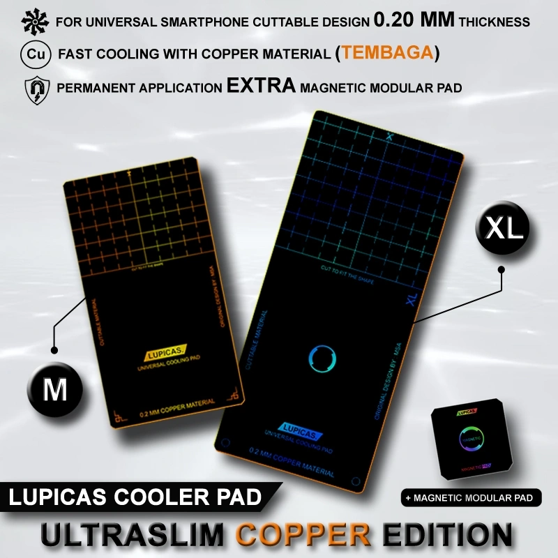LUPICAS COLING PAD HEATSINK TEMBAGA 0.2 MM UNIVERSAL DESIGN PENDINGIN SMARTPHONE MAGNETIC ULTRASLIM