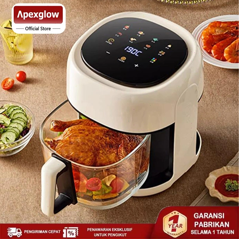APEXGLOW Air Fryer 10in1 6L Transparan360View TanpaMinyak MemasakSehat HematListrik ShopeeMall