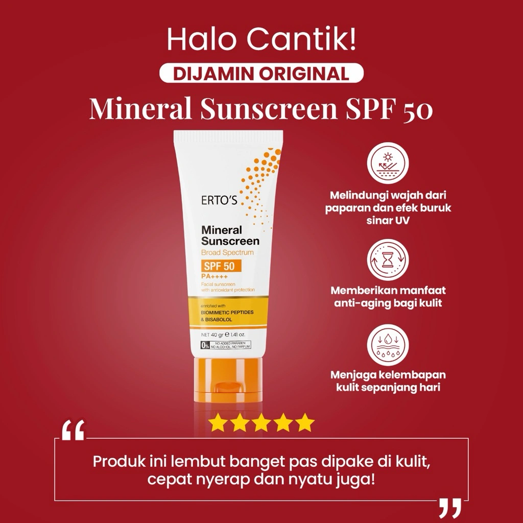 Erto's Mineral Sunscreen SPF 50 PA+++ / sunblock / SPF / UVA UVB Protector / Skin Barrier Protect /