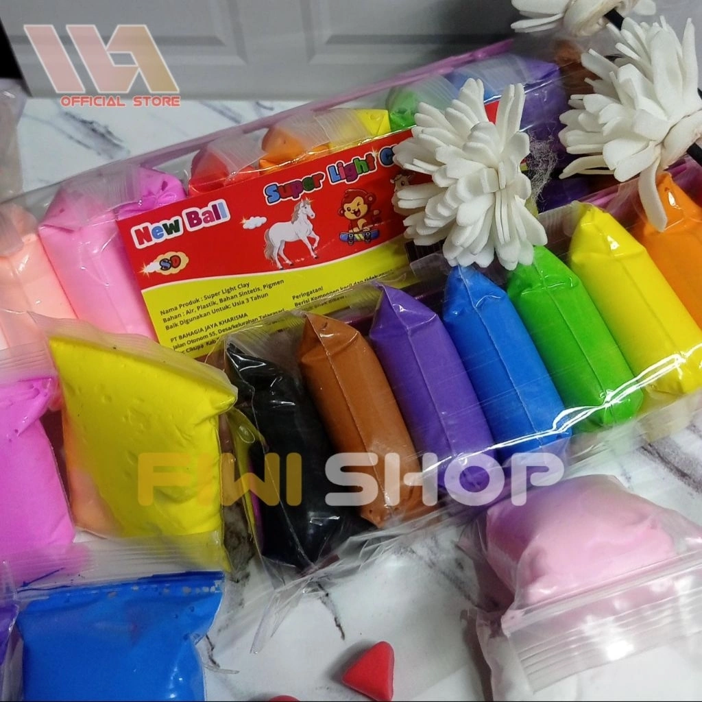 Clay Polymer Super Light Rainbow Mainan Anak 12 in 1 Ziplock Warna-warni / Mainan Edukasi Lilin Anak + Alat Main